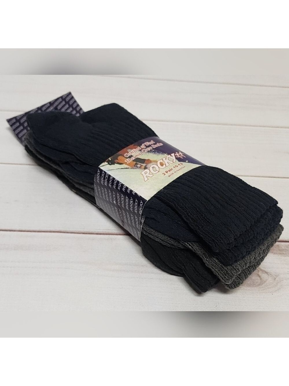 Rocky Men's Thermal Crew Socks 3 Pack Size 10-13 - New With Tags